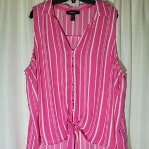 Forever 21+, Sleeveless Blouse, Pink + White Striped, 3X